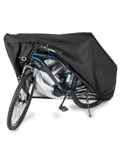 اشتري Bike Cover - Waterproof Outdoor Bicycle Cover with Lock Hole, 210T Thicken Oxford Bike Cover Windproof Rain Sun UV Dust Wind Proof, Ideal for Mountain Road Electric Bike (Black) في السعودية