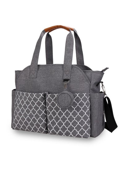 اشتري Multifunctional Signature Diaper Bag With Changing Mat Upgrade Baby Bag with Adjustable Shoulder Strap for Mom and Dad Grey في السعودية