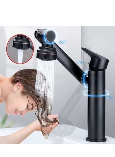 Buy 1080° Swivel Kitchen Sink Faucet Bathroom Faucet Mixer Deck Mount Splash Resistant Shower Faucet in UAE