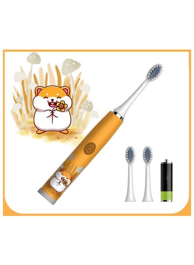 Buy Hamster Electric Children's Toothbrush Super Soft Waterproof Teeth Cleaning Artifact Battery Powered (3 Heads) in UAE