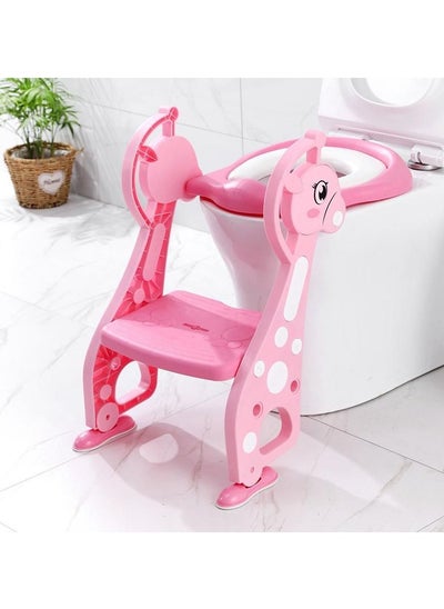 اشتري BabyTeddy Patented Baby Potty Seat Chair Toilet Trainer Cushioned with Steps And Easy Grip Handle Potty Seat في الامارات