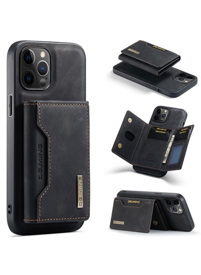 Buy CaseMe Wallet Case for iPhone 12 Pro MAX DGMING Premium Leather Phone Case Back Cover Magnetic Detachable with Trifold Wallet Card Holder Pocket - Black in Egypt