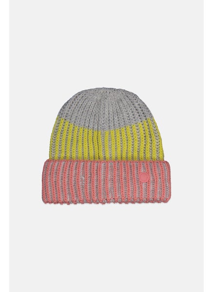 اشتري Women Knitted Bonnet, Pink/Yellow/Grey في السعودية