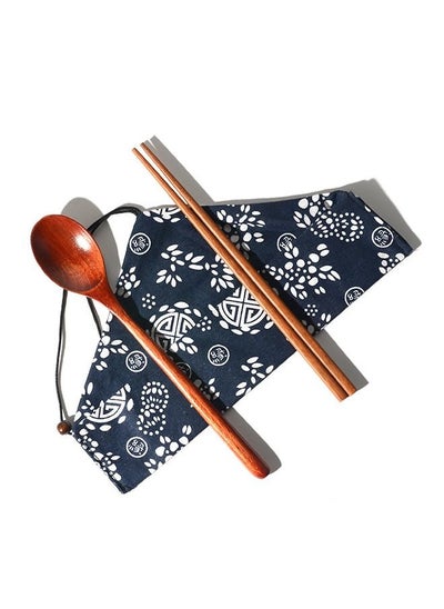 اشتري 3-Piece Chopsticks And Spoon Cutlery Set Brown في السعودية