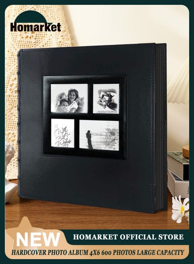 Buy Photo Albums for 4x6 Photos Holds 600 Black Pages Large PU Leather Cover Horizontal and Vertical Photos Large Capacity Travel Record Family Album Baby Photo Picture Album in UAE