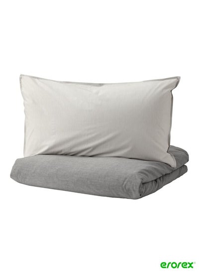 Buy Duvet cover and pillowcase grey 150x200/50x80 cm in Saudi Arabia