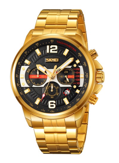 Buy Watches for Men Stainless Steel Quartz Water Resistant Chronograph 50mm Gold 9332 in Saudi Arabia