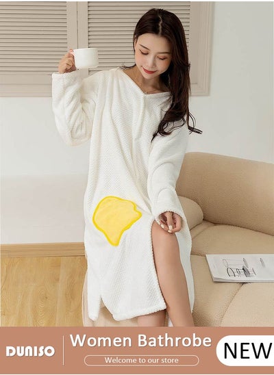 اشتري Women's Bath Robe, Wearable Bath Towel Wrap Shower Wrap Lightweight Long Knit Bathrobe, Soft Sleepwear Belted Bathrobe for Female في السعودية