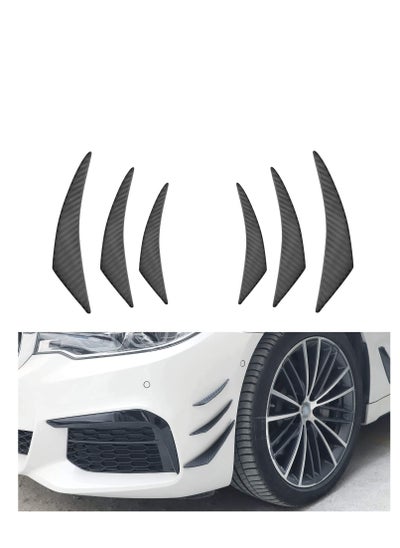 Buy Car Bumper Protector, Car Front Edge Bumper Fin Carbon Fiber Exterior Rubber Fins Spoiler Canards Kit for Car Body Auto Anti-Collision Strip Decoration Stickers Accessories for Car (6Pcs) in UAE