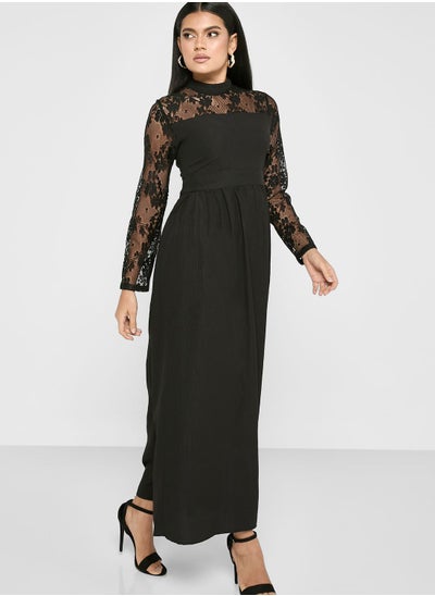 Buy Lace Sleeve Detail A-Line Dress in UAE