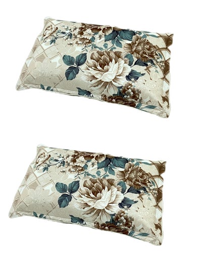 Buy Pack Of 2 Velvet Queen Pillowcases, Shams Floral Pattern, Zipper Closure Style, Zippered Pillowcases, Ultra Soft, 50 X 75 Cm in Saudi Arabia