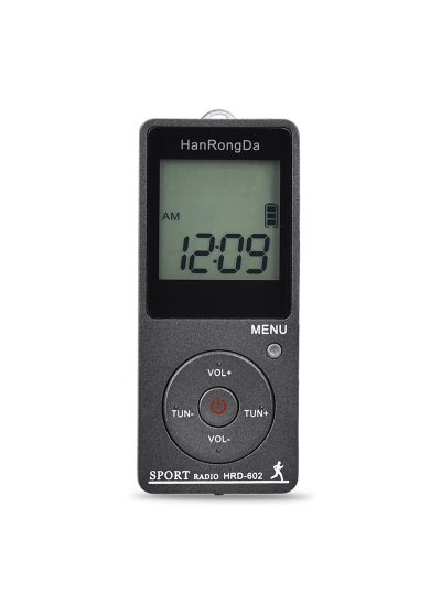 اشتري Mini FM AM Radio Sport Stereo Rechargeable Digital Display Silver Gray في السعودية