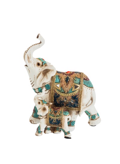 Buy Decorative figurine of an elephant with his son, with a beautiful and elegant design 20*20 CM in Saudi Arabia