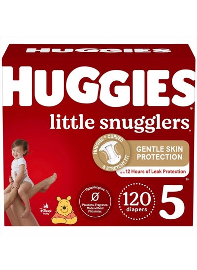 Buy Huggies Size 5 Diapers, Little Snugglers Baby Diapers, Size 5 (27+ lbs), 120 Ct (2 packs of 60) in UAE