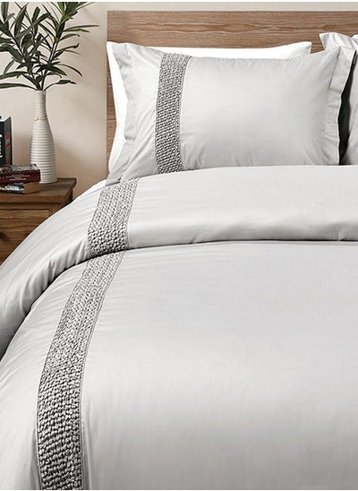 اشتري 3-Piece Stan Duvet Cover Set, Light Grey - 230x220 cm في الامارات