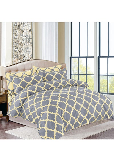 Buy 6 Piece Quatrefoil Printed King Size Soft Material Duvet bedding Set For Every Day Use includes 1 Comforter Cover, 1 Fitted Bedsheet, 4 Pillowcases in UAE