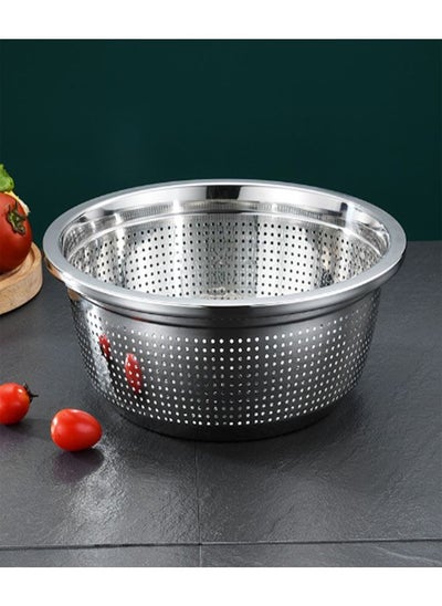 اشتري Stainless Steel Grater Drain Basket Washing Bowl 30Cm في الامارات