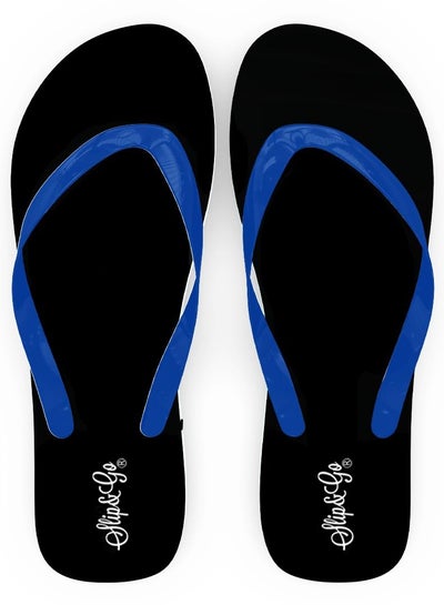 Buy black basic slipper with blue strap in Egypt