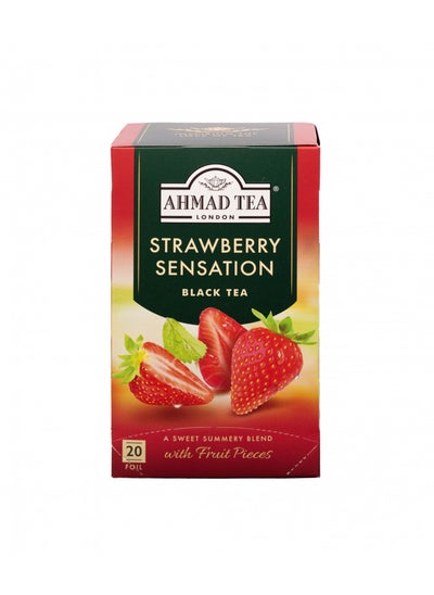 Buy Ahmad Tea Strawberry Sensation Black Tea, 20-Count Boxes (Pack of 6) in UAE