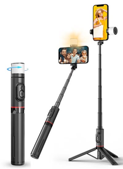 Buy Selfie Tripod Stick with Light, Phone Holder Lightweight Tripod Stand, Remote Control Stable Stand Extendable Tripod Camera Phone Holder for Tiktok Vlog Youtuber Video Recording in Saudi Arabia