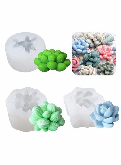 Buy 3 Pcs Succulent Silicone Moulds, Plants Mould for Making Cake Decoration DIY Candle Fondant Soap Chocolate and Epoxy Resin, DIY Candle, Wax, Soap, Resin Crafts (B2) in Saudi Arabia