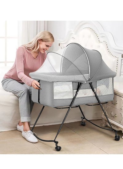 Portable Folding Newborn Infant Baby Sleeper Baby Beside Crib Baby Bassinet bed Travel Crib Baby Cradle with Side Mesh Mosquito Net price in Saudi Arabia Noon Saudi Arabia kanbkam