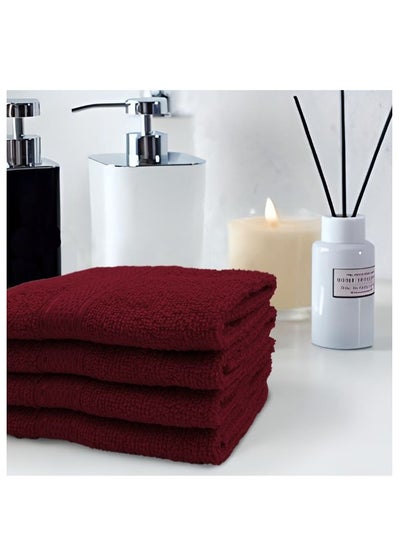 اشتري Daffodil (Burgundy) Premium Face Towel (30x30 Cm-Set of 6) 100% Cotton, Highly Absorbent and Quick dry, Hotel and Spa Quality Bath linen with Stripe Diamond Dobby-500 Gsm في الامارات