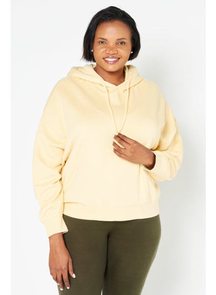 Buy Women Hood With Drawstring Plain Hoodie, Yellow in UAE