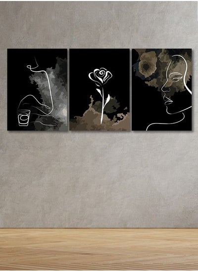 Buy Decorative Wall Art Painting with a Woman design, 3 pieces, size 120x60 cm in Saudi Arabia