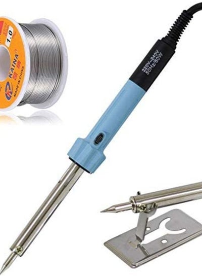 اشتري 60Watts Soldering Iron kit with stand solder wire UK Plug في الامارات