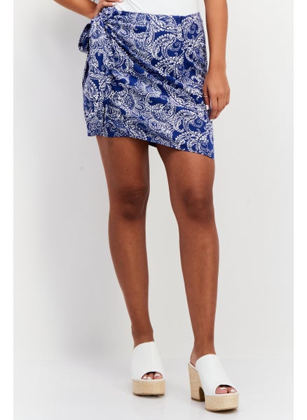 Buy Women Paisley Print Mini Skirt, Blue in UAE