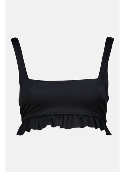 Buy Women Plain Frill Bikini Top, Black in UAE