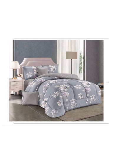 اشتري طقم لحاف Embrace King Comforter مكون من 6 قطع من القطن المصقول مقاس كينج، ملاءة سرير واحدة مثبتة 200 * 200 سم، لحاف واحد ثابت 220 * 240 سم، 4 قطع أغطية وسائد فائقة النعومة في الامارات