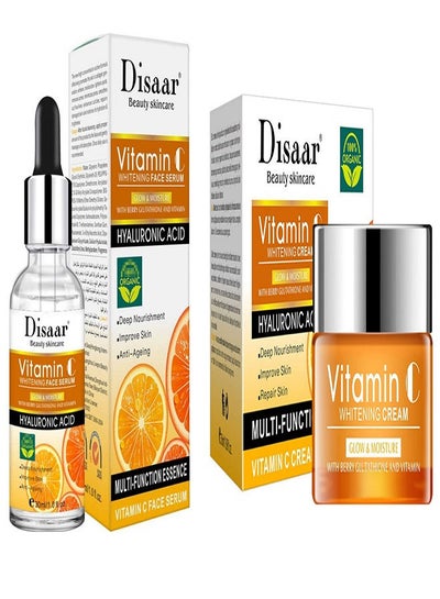 Buy Vitamin C Hyaluronic Acid Whitening Face Serum 30ml Plus Whitening Cream Vitamin С Glow Moisturizing Hyaluronic Acid Nourishment 50ml in Egypt