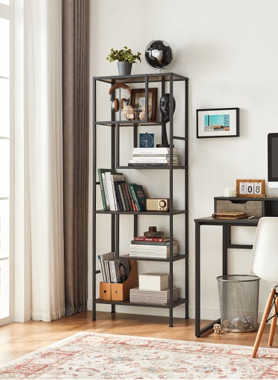 Buy LINSY - Modern Bookshelfs, 6 Tier Tall Open Bookshelves with Wood Look and Metal Frame for Home, Office, Hotel, Show Room,Brown Color 60*30*171,7 cm. in UAE