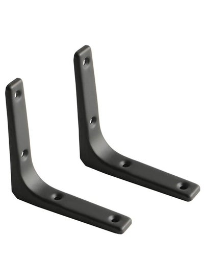 Buy 2 PCS Iron Wall Shelf Bracket, 4 x 4 Inch Heavy Duty Shelf Support Bracket Decorative Joint Angle Bracket, Matte Black in UAE