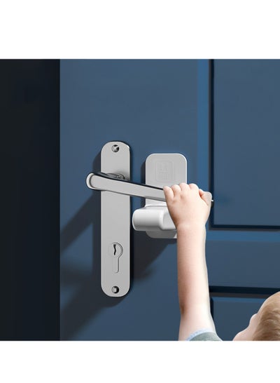 Buy Childproof Door Lever Lock, 2 Pack Baby Safety Door Handle Lock Prevent Toddlers from Opening Doors, Self-Adhesive, No Screws or Drill Holes, for Kitchen Door Storage Cupboard Closet Dresser in UAE