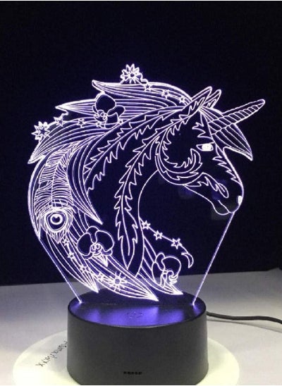 اشتري Multicolour Horse 3D LED 16 Colors Change Bedroom Decor Best Deal Children Home Night Lights Holiday Gifts Art في الامارات