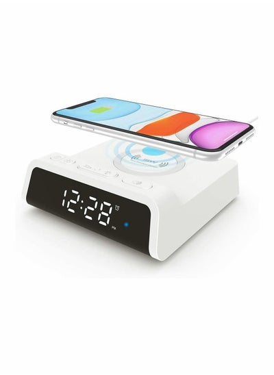 Buy Digital Alarm Clock with 15W Fast Wireless Charging Pad Snooze 4 Brightness 12/24H for iPhone Galaxy Samsung LG Android Charger Additional USB Port in Saudi Arabia