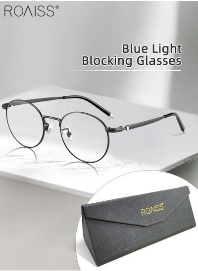 Buy Blue Light Blocking Glasses Blue Light Filter Computer Reading Gaming TV Phones Round Eyeglasses with Titanium Frame Fashion Anti-glare Eyewear for Men Women Silver Gray 50mm in UAE