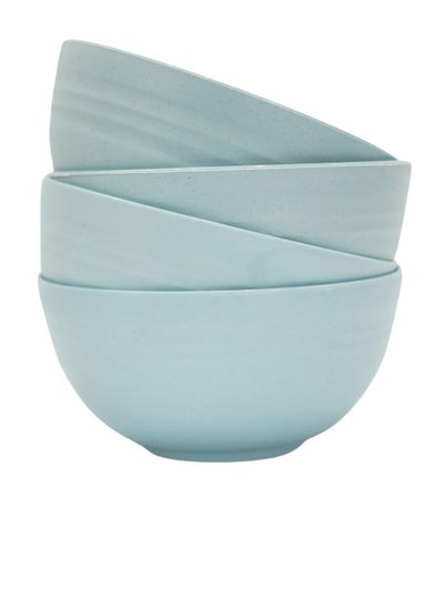 اشتري Wheat Straw Bowl Set Of 4 - 800 ml | Unbreakable Serving Bowl, Microwave Safe Bowl For Kitchen, Freezer & Dishwasher | Ideal For Snacks, Rice, Salad, And Noodles - Sky Blue - Pack of 4 في الامارات