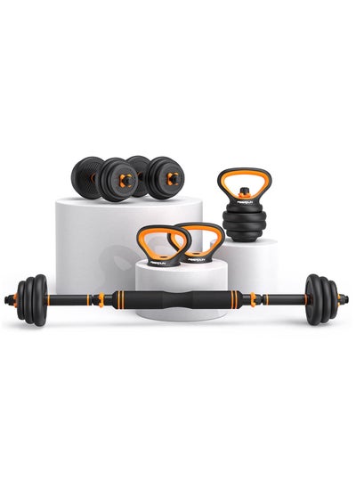 اشتري 6 in 1 Dumbbells Set Fitness and Home Work Dumbbell Set/Barbell/Kettlebell/Push-Up Stands Set/20 kg / 44 LB في الامارات