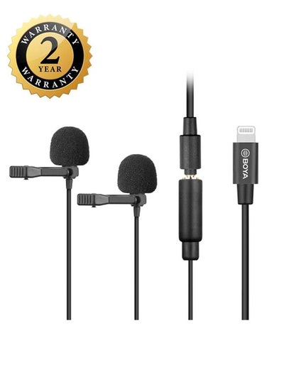Buy BOYA BY-M2D Digital Dual Omnidirectional Lavalier Microphones with Detachable Lightning Cable (iOS) with 2 years warranty - official distributor in Egypt