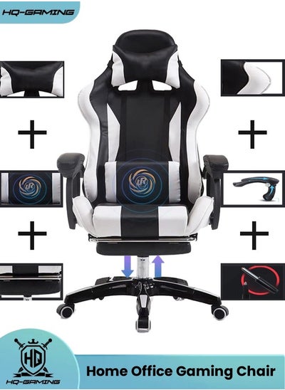 Buy Gaming Chair High Back Computer Chair PU Leather Desk Chair PC Racing Executive Ergonomic Adjustable Swivel Work Chair with Headrest and Lumbar Support in Saudi Arabia