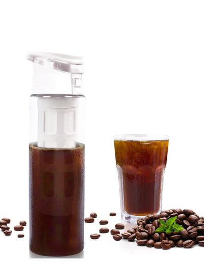 اشتري Cold Brew Coffee Maker White, Cold Brew Maker 550ml, Cold Brew Pitcher 18.6oz, Cold Brew Coffee Pitcher With Portable Handle, Cold Brew Cup Lightweight, Cold Brew Kit For Concentrate, Tea, Water في الامارات