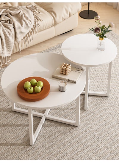 Buy Round Coffee Table Set of 2 End Tables for Living Room Stacking Side Tables Nesting Coffee Corner Table Tea Table in Saudi Arabia