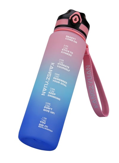 Buy Sports Water Bottle 1000ml Protein Shaker Outdoor Travel Portable Leakproof Drinkware Plastic Drink Bottle BPA Free Pink Blue in Saudi Arabia