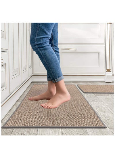 Buy MEKITON Set of 2 PCs Premium Anti-Fatigue Kitchen Mats, Non-Skid Natural Rubber Kitchen Floor Mats, Washable | Runner Rugs for Kitchen Floor Front of Sink, Laundry Room | 45X120CM + 45X75CM (Grey) in UAE