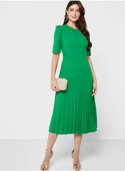 Buy Puff Sleeve Pleated Dress in UAE