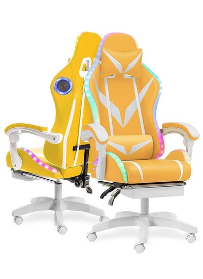 Buy Gaming Chair with Bluetooth Speakers and RGB LED Lights, Ergonomic Massage Video Game Chair, Computer Chair with Footrest, High Back Desk Chair with Lumbar Support in Saudi Arabia